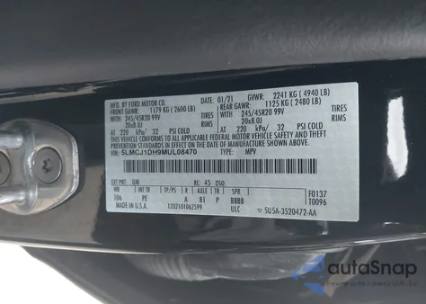 2021 Lincoln Corsair Standard from USA, damaged, VIN 5LMCJ1DH9MUL08470